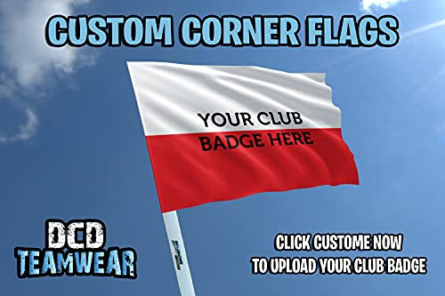 Red and white personalised football corner flags customised with your team logo (Set of 4 flags) (4 Flags and Poles)