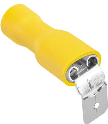 Heschen 25 Pezzi Capocorda a Sertire Piggyback, 12-10 AWG, 4-6 mm², Connettori Elettrici Isolati a Sgancio Rapido, giallo