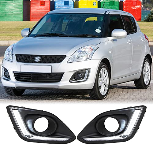 Dreamseek DRL TFL Nebelscheinwerfer Blende kompatibel mit Suzuki Swift Dzire 2014 2015 2016 Frontstoßstange Tagfahrlicht Driving Fog Lamp Bezel