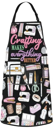 WZMPA Crafting Apron Crafting Maker Gift Crafting Makes Everything Better Adjustable Apron Scrapbook Merchandise, Crafting Everything Ap
