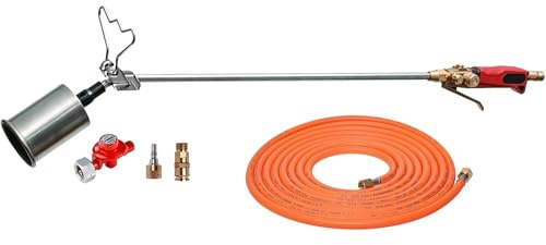 ROTHENBERGER Industrial Profi SET Hochleistungsbrenner RoTitan inkl. Schnellkupplung, 6m Gummischlauch, 4bar Propan-Konstantregler | enorme Leistung | Gasbrenner | Abflammgerät