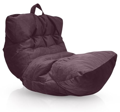Aiire Puff Salon de Lujo Moderno - Sofa Puf con Relleno Incluido Gigante de Diseño en Terciopelo Premium - Bean Bag Chair Grande para Adultos o Decoracion Habitacion Juvenil - Puffs XXL Morado