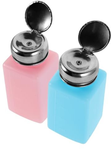 Amosfun 2pcs Push-type Alcohol Bottle Antistatic Liquid Dispenser Refillable Empty Press down Solvent Container for Lab Wash Bottles