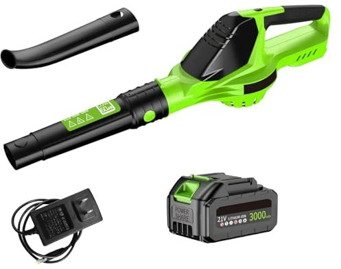 Soplador Inalámbrico 21V - Soplador de Hojas Soplador de Hojas Inalámbrico con Batería, 5 Velocidades/Portátil 1,5 kg, para Soplar, Aspirar, Triturar Hojas