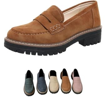 Womens Loafers,Comfortable Low Top Suede,Ladies Shoes Wide Fitting,Light Weight Slip On Loafers,Black Flat Shoes Women,Comfortable Sporty Wedge Loafer,Platform Business Office Work School Shoes