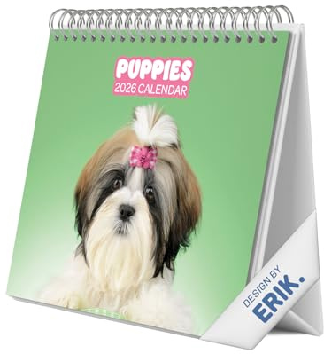 Grupo Erik Calendario sobremesa 2026 Perros - Almanaque de mesa 2026 Con espacio para Anotar, Vista Mensual global, Ilustraciones y Base resistente (19,5 x 16,5cm)