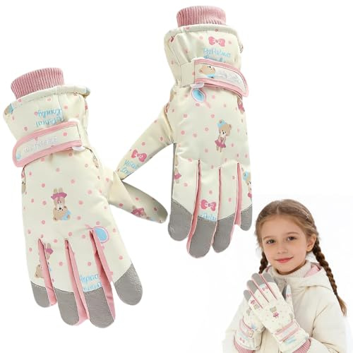 OZXVXZO Guantes Impermeables del esquí de Las Mujeres, Guantes Termales de la Pantalla táctil del Invierno con vellón, Guantes de Snowboard a Prueba de Viento para Esquiar, Senderismo y Bicicleta