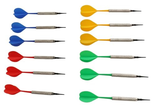 SPYMINNPOO Darts de Punta Suave Establecidas para Principiantes con Material de Plástico Seguro para Juegos Electrónicos Tablero Tablas, 12 Piezas Plástico + 100 Puntas Dardos, Uso Ancho en el