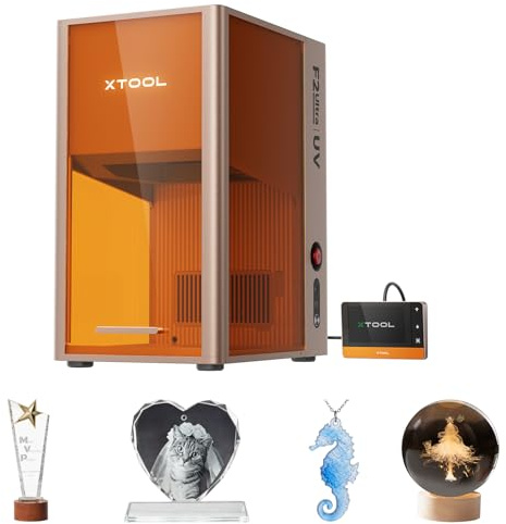 xTool F2 Ultra UV Laser Engraver Only for Professionals in Commercial Use | 5W UV Laser, Dual 48MP Cameras, 15000mm/s High Speed, 3D Inner and Fine Glass Engraving, AI Powered 2D-to-3D Software