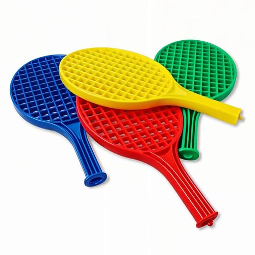 ND SPORTS Plastic Tennis Rackets – Set of 4 Colorful Training Paddles
