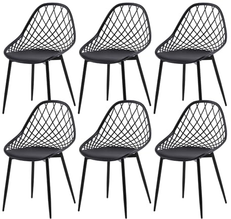 buybyroom Chaises De Conférence Lot 4, Chaises Salle D'attente, Siège PP, Pieds Métalliques, Patins Réglables en Hauteur, Charge 120 Kg, Noir