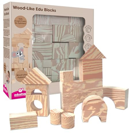 Edushape – Ed 716071 – EDU Blocks Holzoptik 80 teilig – Spiel-BAU