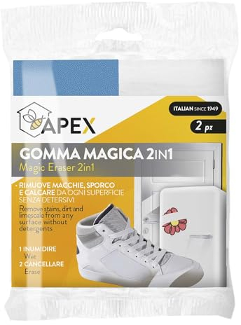 Apex Gomma Magica per Scarpe 2 in 1 Lava e Cancella, Speciale Spugna per Pulizia Scarpe e Superifici di Casa, 2 pezzi