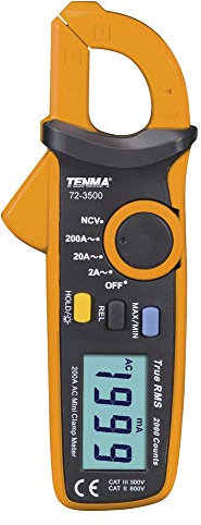TENMA 200A True RMS Mini AC Digital Clamp Meter – NCV Detector, Auto/Manual Range, Max/Min, Data Hold (72-3500)