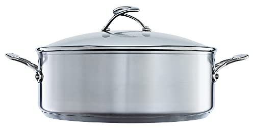 Circulon SteelShield - Suppentopf Induktion 30cm Hoher Rand - Edelstahl Schmorpfanne Mit Deckel 7,1 Liter, Spülmaschinenfest - Stay-CoolGriffe und Glasdeckel