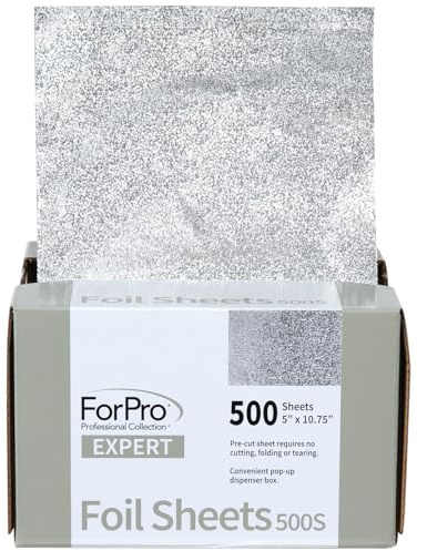 ForPro Professional Collection Expert Embossed Foil Sheets 500S, Aluminum Foil, Pop-Up Foil Dispenser, Hair Foils for Color Application and Highlighting Services, Food Safe, 5W x 10.75L, 500-Count