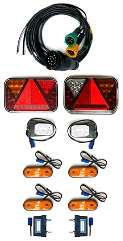 MelTruck® LED Anhängerbeleuchtung SET 12V Rückleuchten 13 pol. Kabelsatz 7,7m Leuchten Set