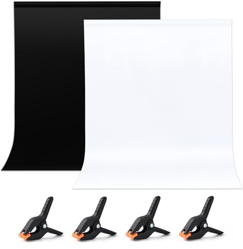 UTEBIT 2 x 3 m fotobakgrund vit och svart, 2-i-1 fotobakgrund dubbelsidig svart vit skärm backdrop vikbart tyg för fotografi bakgrundssystem, video och TV