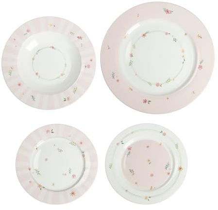BRANDANI Polline Rosa Servizio Tavola Piatti Set 18 Pezzi Porcellana