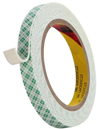 3M Ruban Adhésif Double Face en Mousse13 mm x 300 cm Blanc 1 Rouleau Ruban Uréthane Polyuréthane Double Face Pour Collage Fixation Montage De Plaques Signalétiques Intérieures