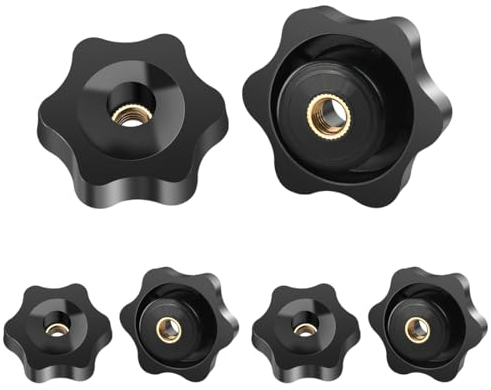 BOUMVID Sterngriffmutter M4 6 Stück, Flügelmutter Äußerer Durchmesser 25mm, Rändelschraube Innengewinde Messing, Sterngriff für Maschinen und Anlagen, Werkzeugmaschinen, Fitnessgeräte, Möbel