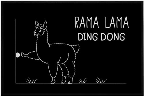 OM3® lustige Fußmatte mit Spruch - Rama Lama Ding Dong Alpaka II - für Innen - rutschfest & waschbar - 60x40cm -