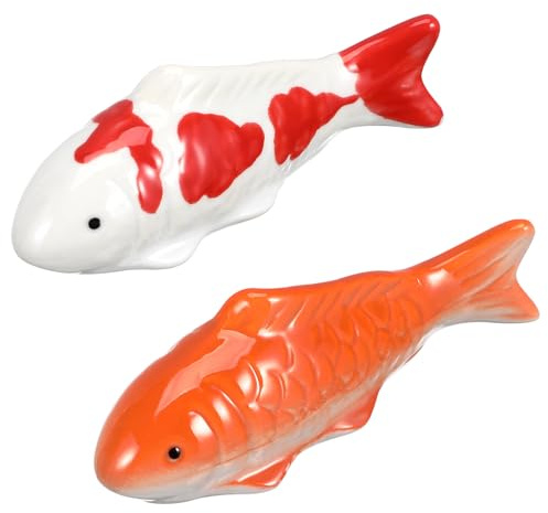 Toddmomy Floating Fish Ornaments 2 Pack 3.93 Inch Ceramic Aquarium Decor for Fish Tank Pond Garden Water Features Lifelike Koi Statues