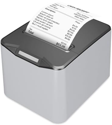 Bisofice Thermodrucker Bondrucker 80mm, Belegdrucker mit ESC/POS, Quittungsdrucker unterstützt Automatisches Schneiden (220 mm/s, USB + Ethernet-Anschluss)