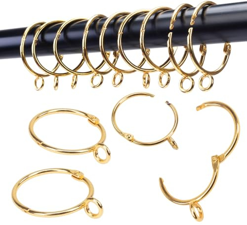 Öffnbare Vorhangringe mit Öse, 24 Stück Vorhangringe, Dekorative Ringe 38 mm Innendurchmesser Gold TXZWJZ