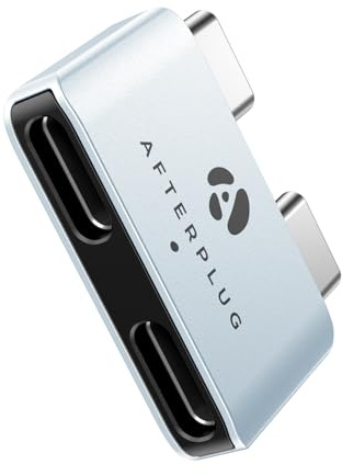 Afterplug Dual USB‑C Extender for MacBook with Case, 2-Port Pass‑Through Adapter for Thunderbolt 5/4/3 & USB4 – 240W PD, 8K Video, 80Gbps Data - Sky Blue