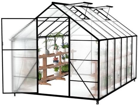 FIVMEN Invernadero de aluminio con base de 6 cm y placa de PC de 4 mm para tomates, resistente a los rayos UV, resistente a la intemperie para el jardín, 380x250x205 cm