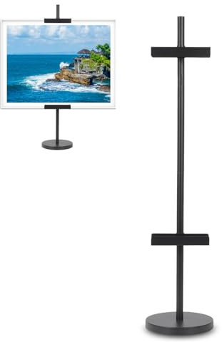 BigKing Supporto per Cornice per Foto in Piedi, Rimovibile E Regolabile, Altezza Staffa 80cm, Fondo Rotondo Φ18cm, Facile da Montare Espositore per Pavimento per Esporre Foto, Tele e Opere d'Arte