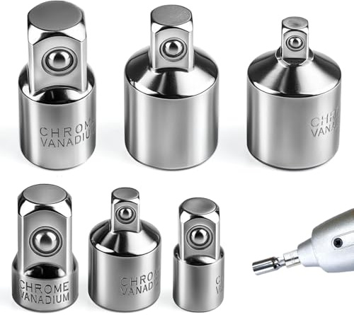 Adaptateur Douille 6Pcs Adaptateur Cliquet Ensemble D'adaptateurs Adaptateurs 3/8 à 1/2, 3/8à1/2'', 1/4 à 1/2'', 1/2à1/4, 3/8 à1/4'', 1/4''à3/8 jeu de Douilles pour Clés à Douille Cliquets Écrous