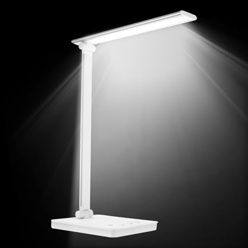 Skrivbordslampa,Med Trådlös Laddning Och 5 Justerbara Ljusinställningar - Kontorslampa För | För Användning I, Inomhus, Vid Studier, Familj, Studenter, Vuxna, Män Och