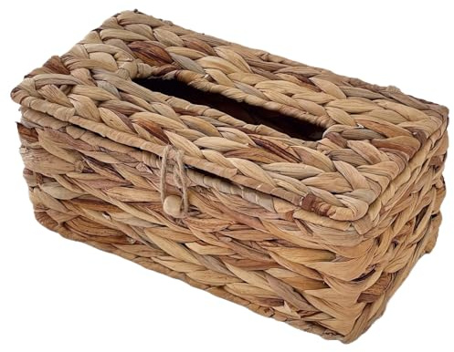 Cubierta para Caja de pañuelos, Soporte Rectangular para Caja de pañuelos de ratán, Cubierta de Mimbre con Tapa abatible, Soporte Facial Decorativo para baño, Cocina, Oficina, Mesa, Escritorio, Rat