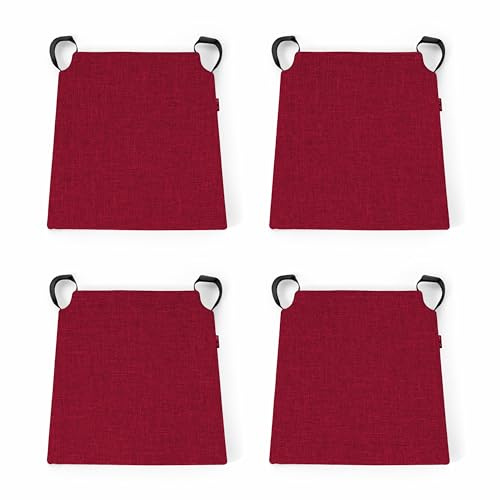POKAR Set di 4 Cuscini per Sedia con Chiusura Velcro 41x35x40 cm (Spessore 5 cm) | Cuscini Trapezoidali | Seduta per Interno, Cucina, Terrazza | Imbottitura Schiuma | OEKO-TEX | Made in EU | Bordeaux