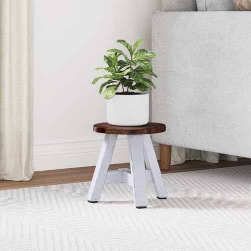 Tabouret en bois d'acajou naturel, 22 x 22 x 24 cm, robuste, compact, polyvalent, pour salon, terrasse, balcon, camping, idéal comme siège, tabouret marchepied