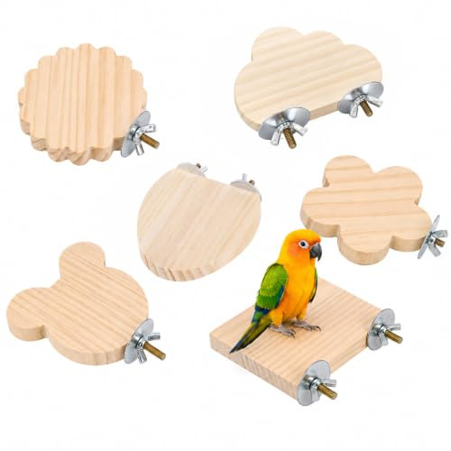 Sxutop 6 Pièces Perroquet Perche Plate-Forme en Bois pour Oiseau Chinchilla | Perchoirs De Cage à Oiseaux,Tremplins en Bois,Plateformes d'escalade en Bois,Plateforme pour Oiseaux pour Perroquets Hamsters