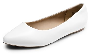 DREAM PAIRS Womens Ballet Flat Slip-on Rhinestone Ballerina Pumps Shoes Loafers,Size 8,White,Sole-Shine