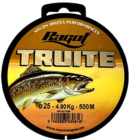 BOBINE NYLON TRUITE RAGOT 500M - 4 TAILLES (Diam 25 - 4.9 Kg)