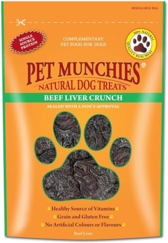 Pet Munchies Beef Liver Crunch Dog Treats, Premium Grain Free Dog Chews with Natural Real Meat 90g