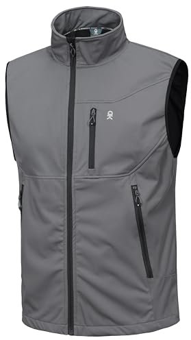 Little Donkey Andy Men's Lightweight Softshell Vest Windproof Sleeveless Jacket for Travel Hiking Running Golf Gray 3XL