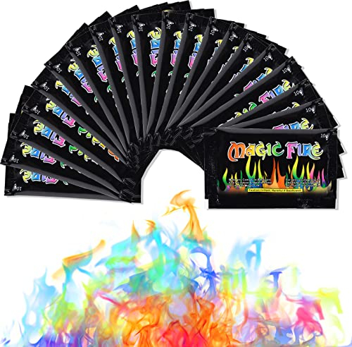 Herefun Buntes Feuerpulver 10g x 20, Bunte Farbwechsel Feuerfarben Set für Halloween und Weihnachten