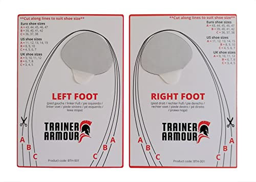 Trainer Armour Big Toe Hole Preventer for running shoes and fabric footwear. Black self-adhesive patches with a clever applicator. Strong and unnoticeable when fitted. Also for footwear repair
