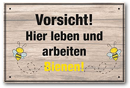 Apoidea – Bienen Schild zur Warnung aus Kunststoff / Imkereibedarf / Bienenzubehör und Imkerzubehör / Bienenzucht Zubehör / Imkerbedarf