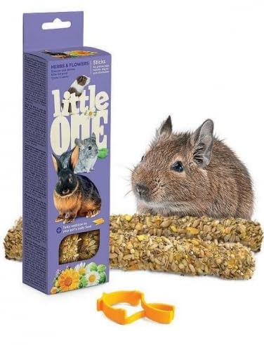 Little One Stick | Snack per Roditori | Conigli | Cincillà | Degus | Porcellini | Confezione 6 x 2 x 60 gr (Erbe e fiori)