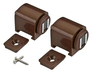 Chiusure Magnetiche con Basetta - Ideali per Armadi, Cassetti, Porte, Camper, Barche - Ferma Porta Magnetico - Calamita Ferma Cassetto - Forza di Tenuta 6 Kg - Set da 2 Pezzi con Viti (MARRONE)