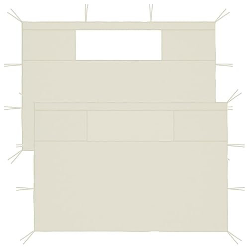 Pavillon-Seitenwände mit Fenstern 2 STK., LAPOOH Seitenteile Pavillon, Partyzelt Seitenteile, Pergola Seitenwand, Seitenwände Für Pavillon, Creme