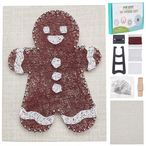 WEBEEDY Kit de arte de cuerda de hombre de jengibre, bonito kit de fabricación de cuerdas con temática navideña, kit de manualidades con instrucciones y todos los suministros para adultos