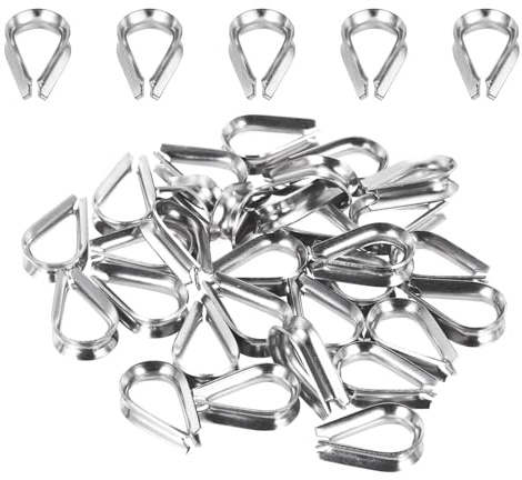 sourcing map Seilkausche mit 4 mm Durchmesser, M4 Edelstahl, Drahtseilkausche zum Abschleppen, 30 Stück